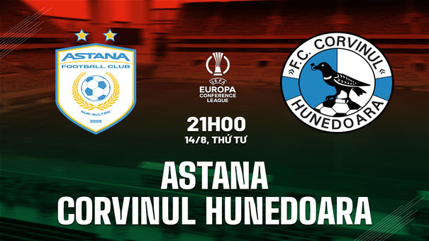 Nhận định Astana vs Corvinul Hunedoara 21h00 ngày 14/8 (Conference League 2024/25). Hãy đến AE888 cá cược bóng đá .